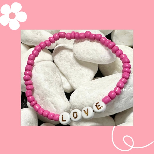 PINK SEED BEAD LOVE BRACELET