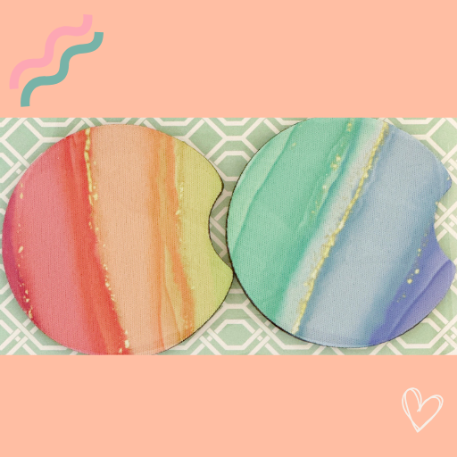RAINBOW PRINTS CAR COASTERS