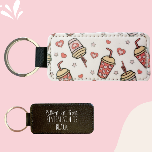 ICED COFFEE AND HEARTS KEYCHAIN