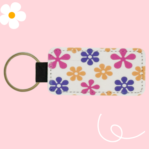 BRIGHT PINK PURPLE AND ORANGE FLOWERS KEYCHAIN