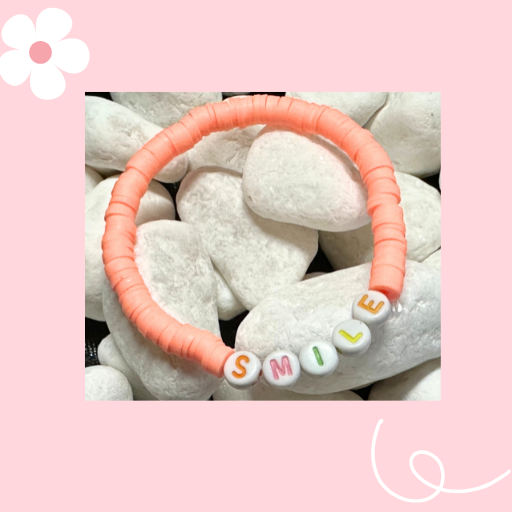 ORANGE SMILE BRACELET WITH RAINBOW LETTERS