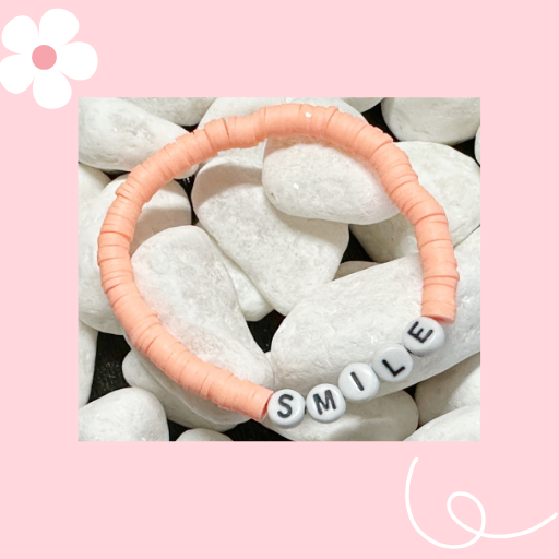 ORANGE SMILE BRACELET WITH BLACK LETTERS