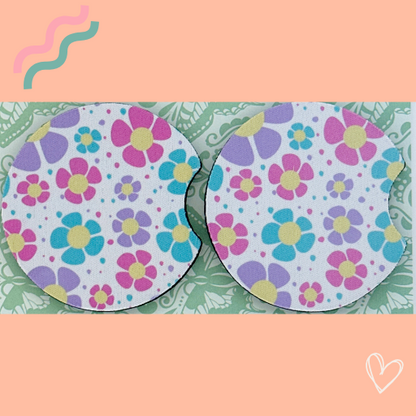 BRIGHT FLORAL PRINT CAR COASTERS