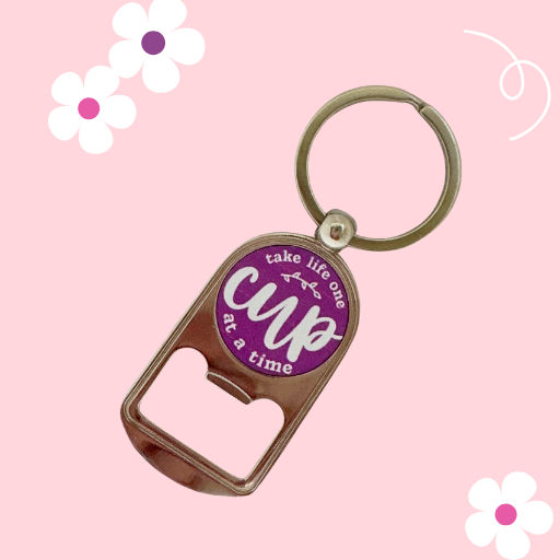 ONE CUP AT A TIME KEYCHAIN BOTTLE OPENER