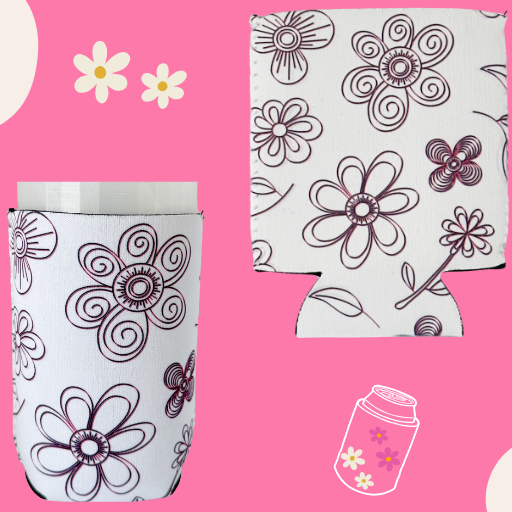 PURPLE FLORAL CAN COOZIE