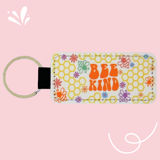 BEE KIND BUNBLEBEE HONEYCOMB FLOWERS KEYCHAIN